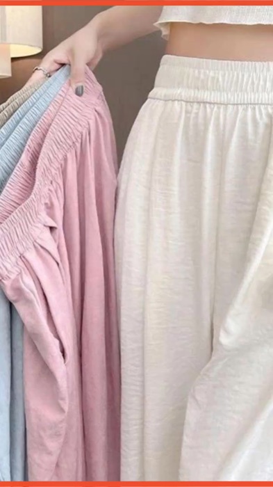 S-XL Straight-leg Trousers High Waist Garterized Casual Pants