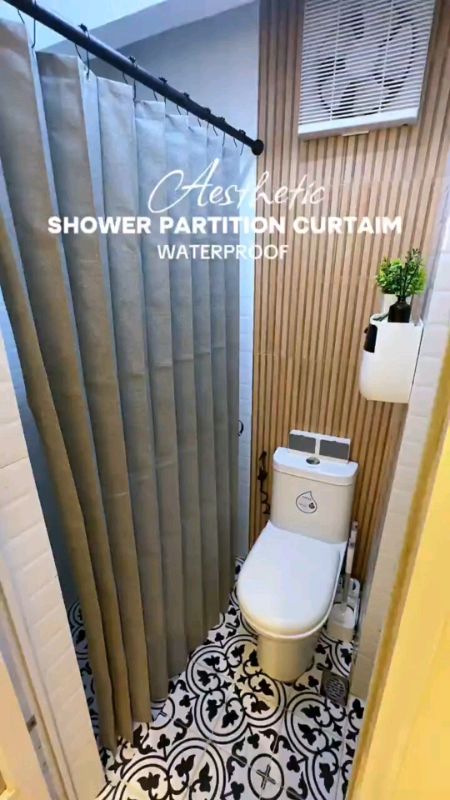 【24H Ship】Thicker Bathroom Shower Curtain Water Mildew Proof Washable Cloth with Magnetic Buckle Set#FreeCoinsInShopeeVideo #MasMuraSaShopee #trending