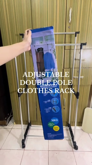 REUPLOAD ‼️ADJUSTABLE DOUBLE POLE RACK🎀🎀🎀 #FreeCoinsInShopeeVideo #MasMuraSaShopee #shopeefinds #fyp