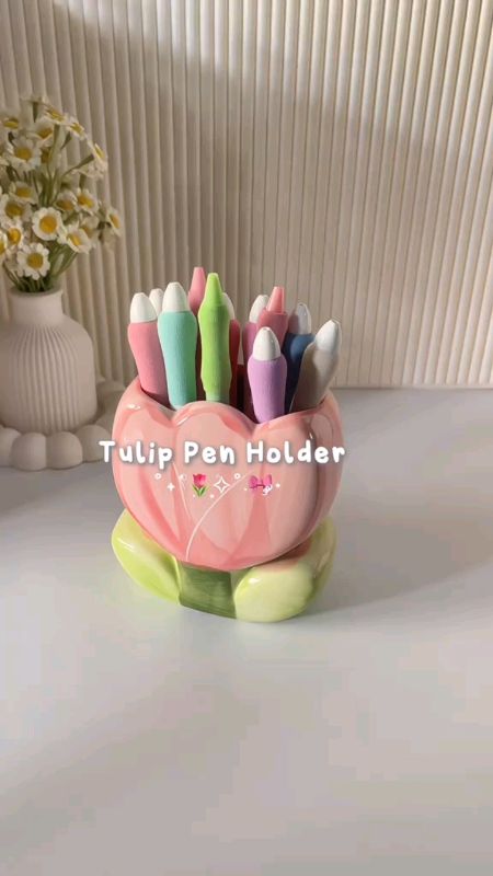 tulip pen holder 🌷 #aesthetic #cutefinds #penholder #organizer