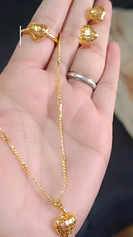 TBK 24k Gold Plated 3in1 Set Necklace Earring Ring Set for women 75 #earring #24k#goldPlated#FreeCoinsInShopeeVideo #fyp #foryou #sale