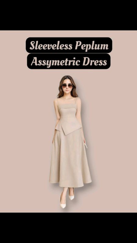 Sleeveless Peplum Assymetric Dress #SleevelessStyle #PeplumFashion #dress  #OOTD #FreeCoinsInShopeeVideo  #ShopeePHPaydaySale #MasMuraSaShopee