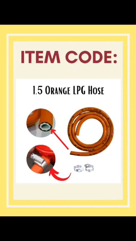 Orange individually packaged gas pipe, 1.5 meters, with 2 buckles
