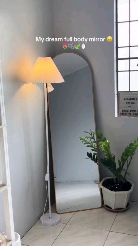 Full Body Mirror With Stand Thickened Mirror Surface Arched Wall Mirror Full Length Bathroom Mirror #standmirror #fullbodymirror #shopeefinds #fyp
