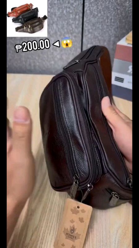 Genuine leather Men&Women waist bag  Money Pouch Travel Hiking Bag Crossbody Fanny belt bag##FreeCoinSaShopee #MasMuraSaShopee #genuineleather #waist