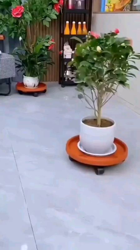 Flower Pot Moving Tray with Wheels Outdoor Planter Stand Garden Portable Round Removable Flower Pot Rack Indoor Balcony