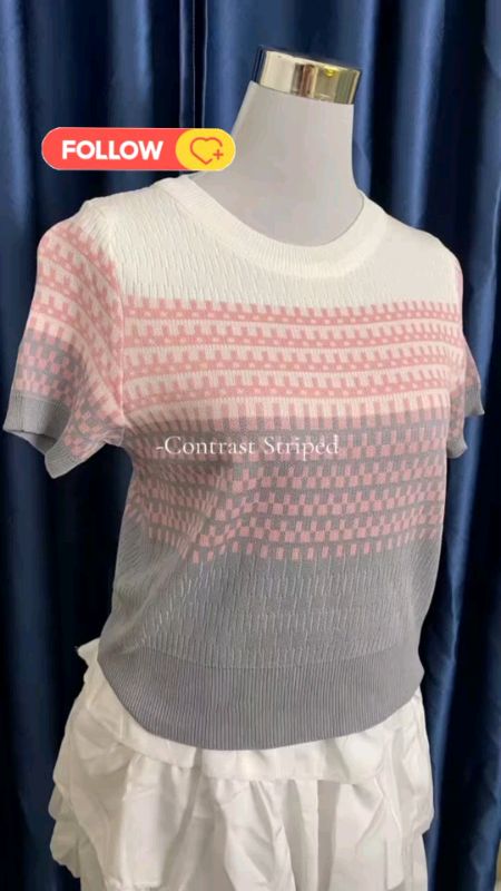 STRIPED CONTRAST KNITTED TOPS #FreeCoinsInShopeeVideo #knittedtops #MasMuraSaShopee #HugotSaShopee #blouse #shirt #fyp #bestseller #trending #viral
