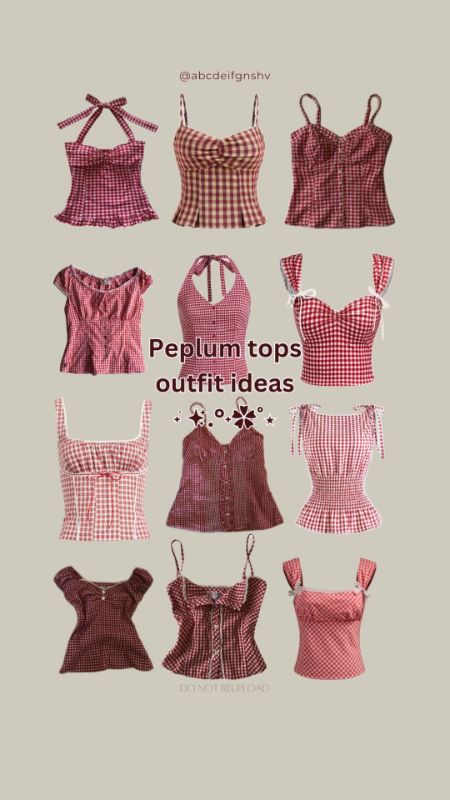 cute peplum top outfitas?✨ #peplum #cherryred #cuteoutfit #gingham