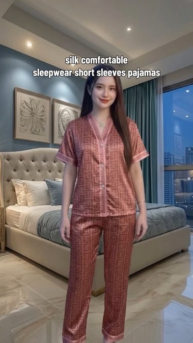silk comfortable sleepwear short sleeves pajamas#pajama #silkpajama #higlight #fyp