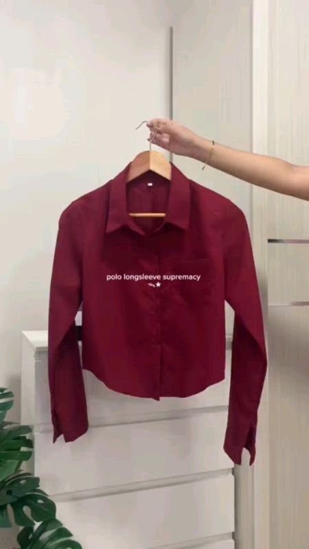 #PoloBlouse for Women Long Sleeve Slim Shirt Crop Top for Women#MasMuraSaShopee #FreeCoinsInShopeeVideo #HugotSaShopee