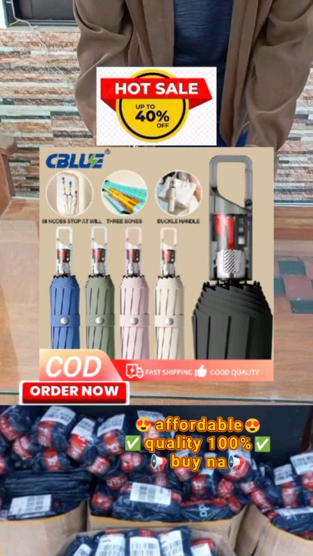 #📢✅😍BudgetDeals😍✅📢 Check out Cblue 80 Ribs Automatic Umbrella Anti-rebound Folding with Hook Handle Windproof Anti-UV Umbrella #masmurasaShopee