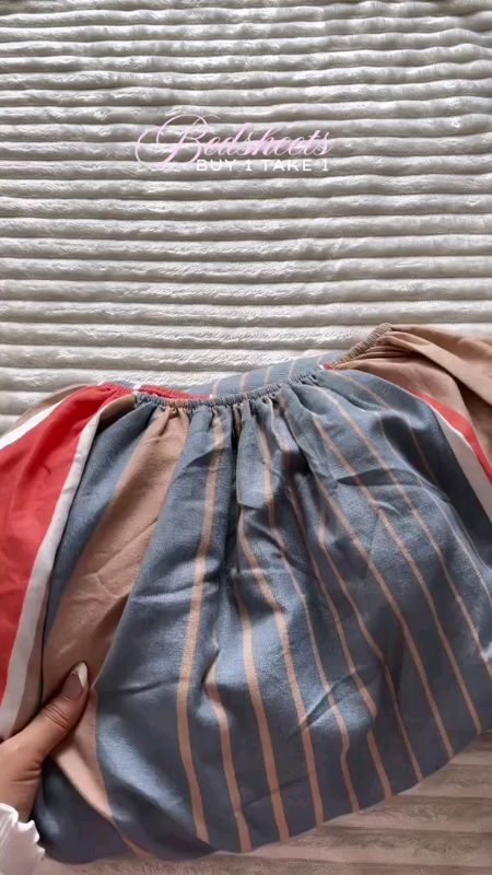 Buy 1 Take 1 Colorful Fully Garterized Bedsheet Fitted Bed Sheet Canadian Cotton Bed Sheet