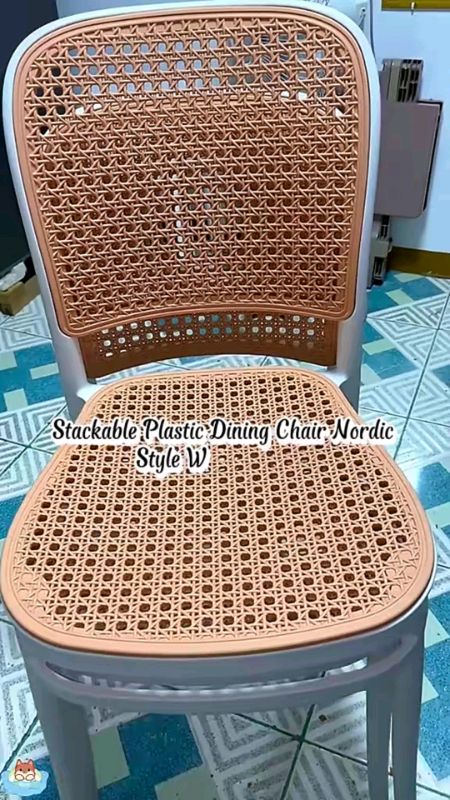 Dining Chair With Backrest Plastic Rattan Chair Nordic Plastic Stackable Chair#MasMuraSaShopee #freecoinslnshopeevidio
