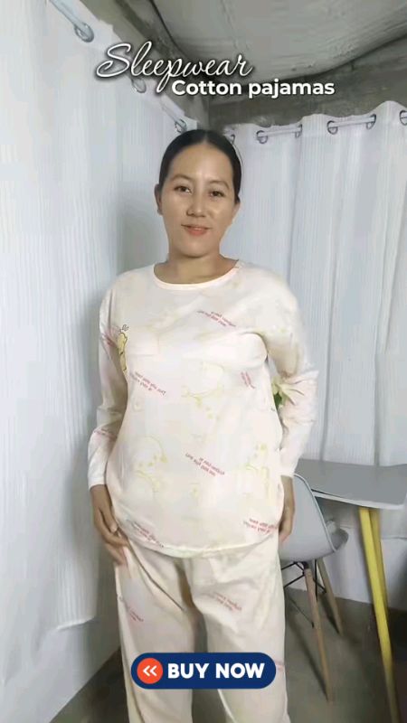 UFMY Fashion Korean Cotton Pajama Long Sleeve With Long Pants Cotton Sleepwear Women NightWear#FreeCoinsInShopeeVideo #fyp #trend #shopeebudol