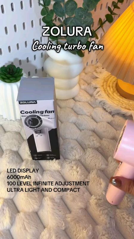 ZOLURA  6000mAh Portable Super High Speed Turbo Fan Adjustment  Handheld Mini Fan With LED Display