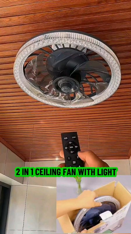 3 Color Modern Ceiling Fan With Remote Control Light #LED #light #fan #2in1