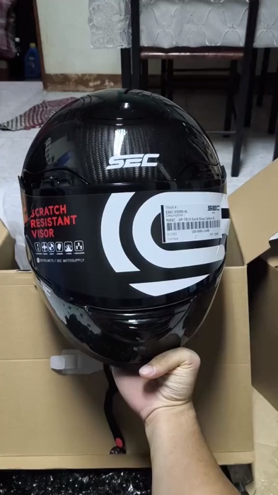 SEC Full Face Helmet for Motorcycle Cyclone - Solid Carbon Pro Gloss (M-XL) (DSEC-06190)#viral #freecoininshopee #MasMuraSaShopee #fyp