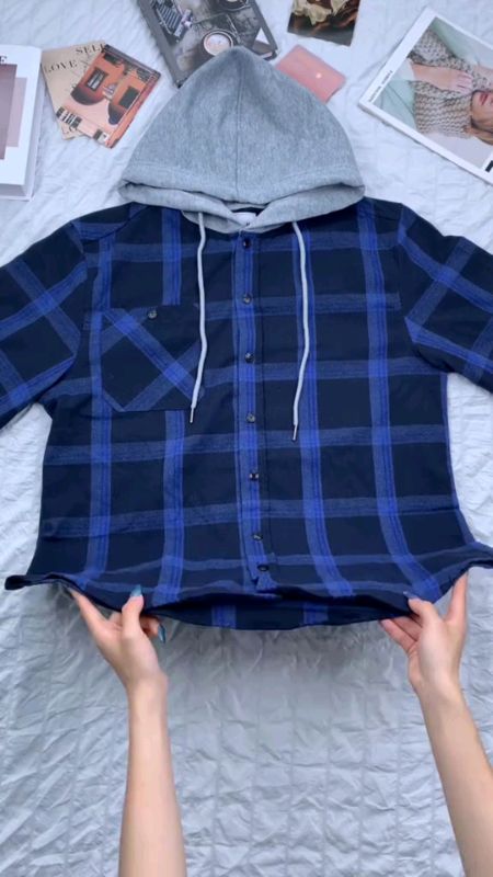 Men's Checkered  Hoodies , pocket shirt- Breathable Cotton shirt for All Seasons. #fyp #MasMuraSaShopee #FreeCoinsInShopeeVideo
