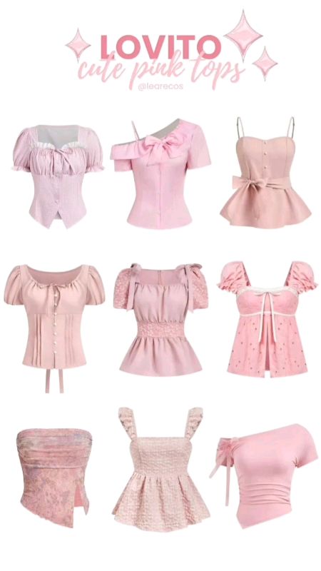 lovito cute pink tops reco 🎀 #lovito #lovitowomen #lovitotops #pinktops #pink #womentops #girly #girlyoutfit #tops #coquette #coquettetops #cutetops