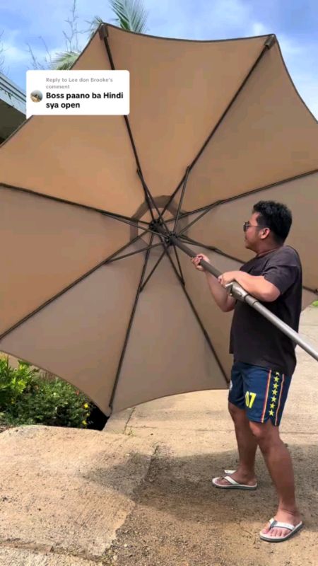 2.7M Outdoor Umbrella Sunshade Garden Patio Sun Shade Umbrella Swimming Pool Umbrella Retractable#buynow #MasMurasashopee #FreecoinShopeevideo