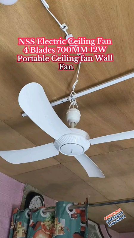 #HugotSaShopee #MasMuraSaShopee #heart2heartvids NSS Portable Big Size Ceiling Fan Electric Fan With 4 Leafs 700MM Household Hanging Fan