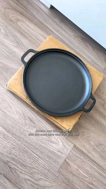 #✨Limited-time offer✨  Cast Iron Grill Pan 28/30/33/35CM Frying Pan Flat Pancake Griddle with Dual Handles Non-stick Pancake Pizza Pan Stone