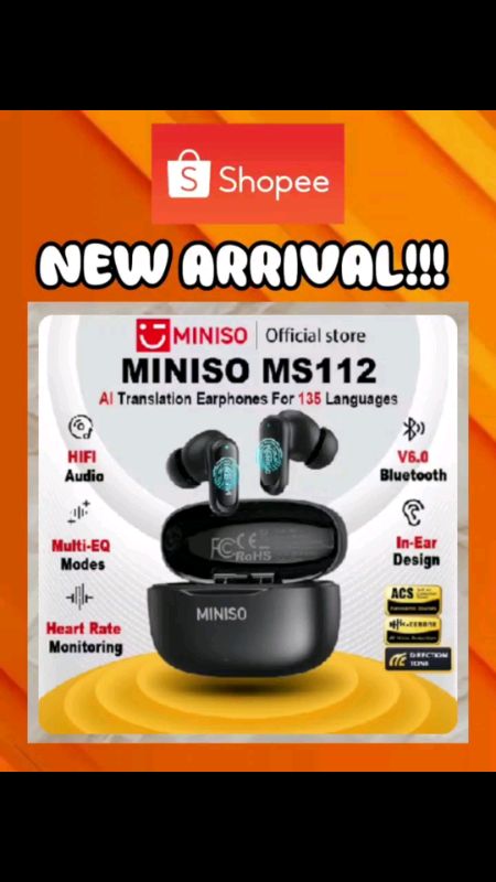 Buy Now!🔥MINISO MS112 Wireless Sports Earbuds Bluetooth V6.0 Real-time Heart Rate Monitoring & AI Translation Earphones#FreeCoinsInShopeeVid