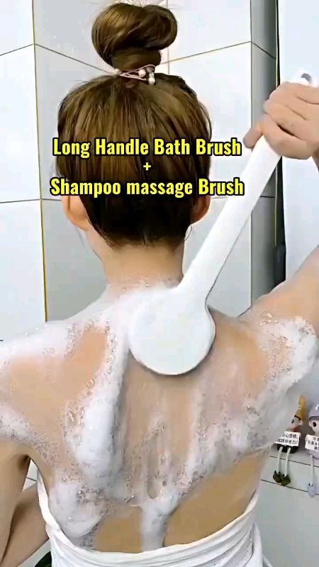 Long Handle #bathbrush  Soft Bristle Exfoliating Back Massage Showers Brushes Home SPA Essentials