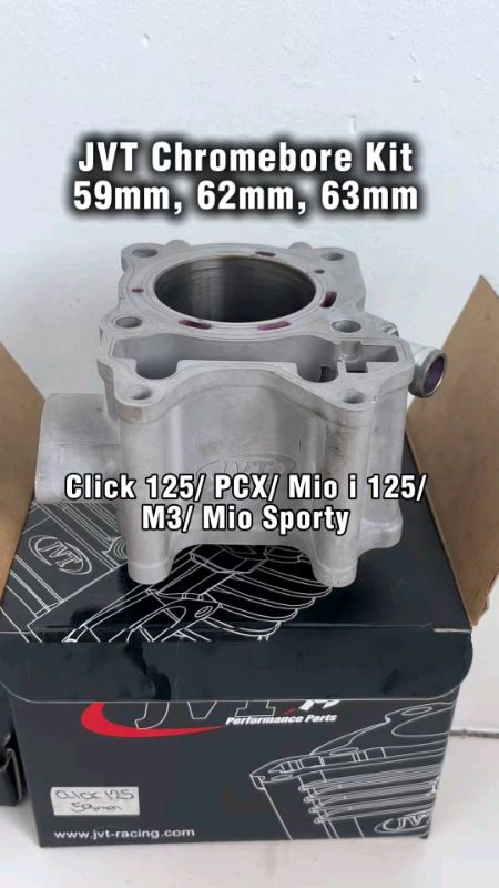 JVT Chromebore Kit 59mm, 62mm, 63mm Click 125/ PCX/ MIO I 125/ M3/ MIO Sporty #jvt #chromebore #motorparts #motoraccessories #MasMuraSaShopee #fyp