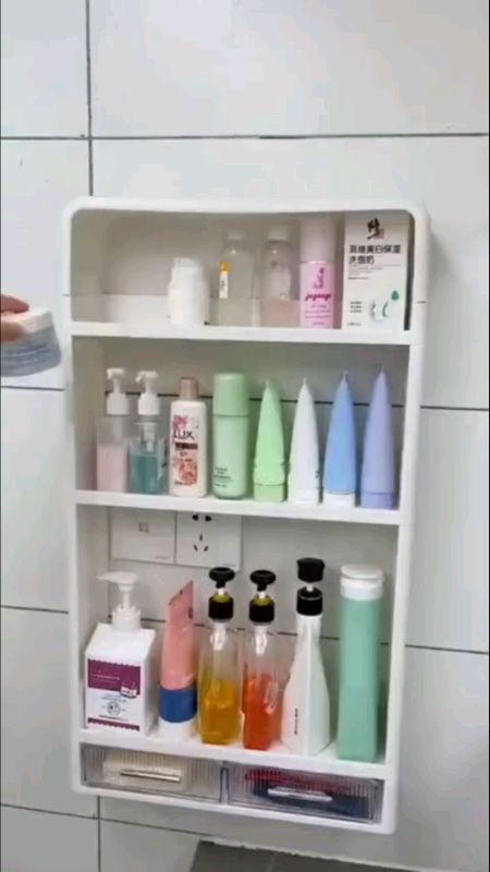 cosmetic organizer storage Foldable bathroom wall mounted storage rack, non perforated washstand, wall mounted bathroom, waterproof cosmetics storage