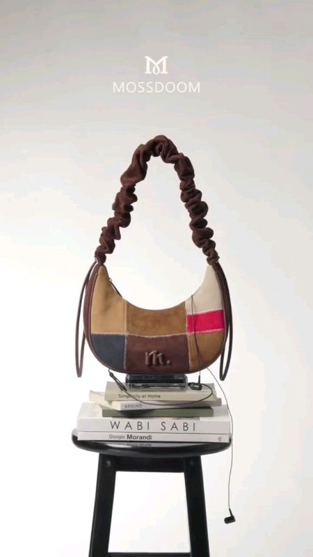 #MOSSDOOM Women's Bag Velvie Bag Colorblock All-match Multifunctional Retro Lightweight Pleated Adjustable Strap Suede Shoulder Bag Cross#fyp