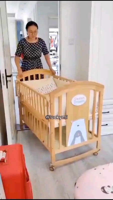 Wooden solid baby crib adjustable #babycrib #crib #woodenbabycrib #woodencrib #freecoinsinshopeevideo #fy #fyp