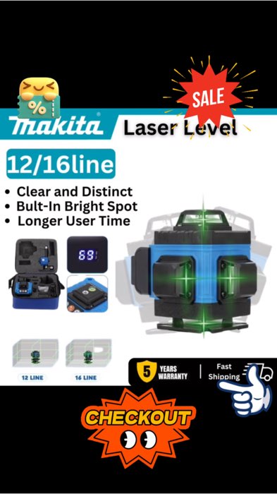 🔥🔥🔥Makita 12 16 Line 3D 4D Laser Level Green Light Cross Self-Leveling Rotary lazer level vertical line