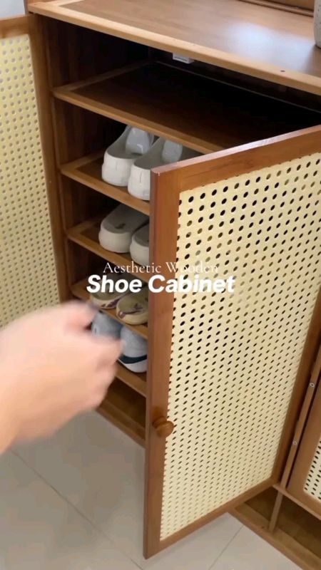 Shoe Cabinet Rattan #aesthetic #highquality #megadiscount #trending #paydaysale #organize #freeshipping #MasMuraSaShopee
