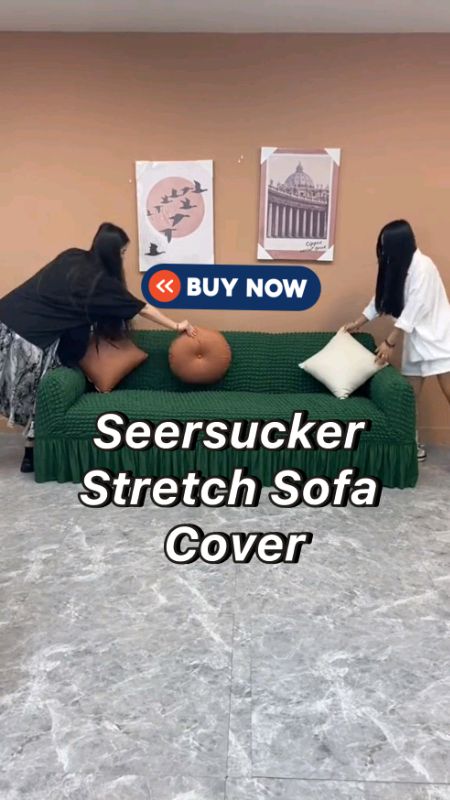 Seersucker Stretch Sofa Cover Removable Slipcover for Couch #fy #fyp #sofacover #homeimprovement #MasMuraSaShopee