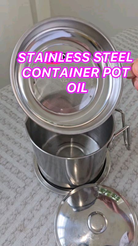 304 Stainless Steel Oil Container Household Oil Strainer Pot  Container #MasMuraSaShopeeVideo #freecoininshopeevideo #container #stainlesssteel #viral