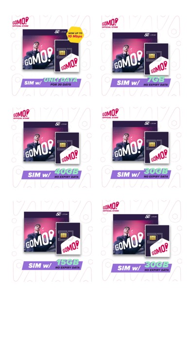 🛒 GOMO SIM 30 DAYS UNLI DATA GOMO SIM WITH 7GB NO EXPIRY DATA GOMO SIM WITH 30GB NO EXPIRY DATA GOMO SIM WITH 40GB NO EXPIRY DATA GOMO SIM WITH 15GB
