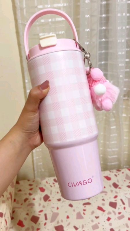 CIVAGO Vacuum Insulated Tumbler w/ Straw (30oz) Stainless Steel 😍🥰  #FreeCoinsInShopeeVideo #civagotumbler #civago #civagomug #coquette #tumbler