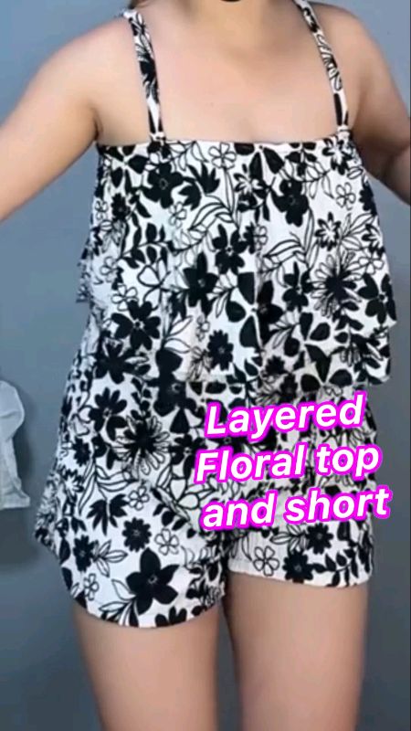 Layered Floral top and short #terno #layered #FreeCoinsInShopeeVideo #MasMuraSaShopee