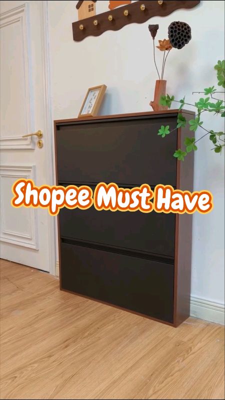 Shoe Cabinet Ultra-Thin Steel Flip Bucket Shoe Cabinet Wall Mounted Shoe Rack#fyp #shoecabinet #wallmounted #shoerack