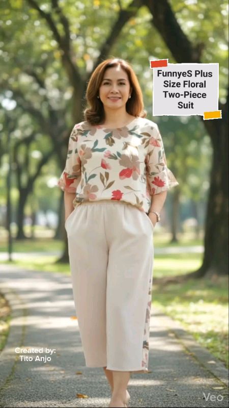 FunnyeS Plus Size Floral Two-Piece Suit | Presko, Elegant & Comfortable 🌸#FunnyeS #PlusSizeFashionPH #TwoPieceSuit #FloralOutfit #elegantcomfort