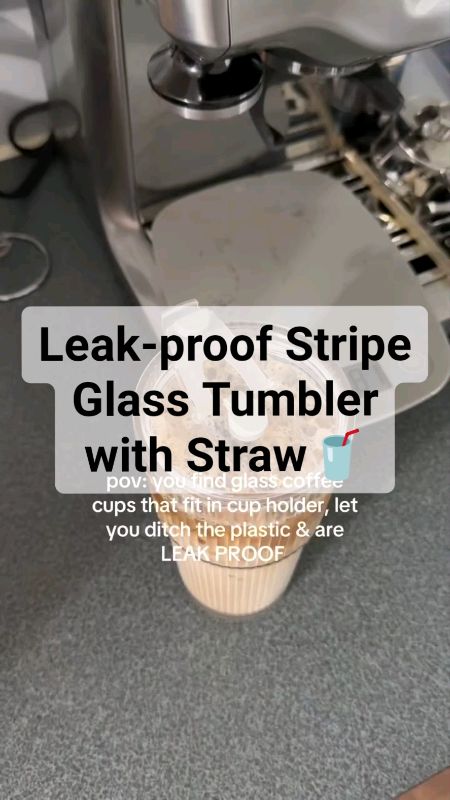 Leak-proof Stripe Glass Tumbler with Straw🥤#HugotSaShopee #FreeCoinsInShopeeVideo #MasMuraSaShopee #XtraChallenge #supersulitfinds #fyp