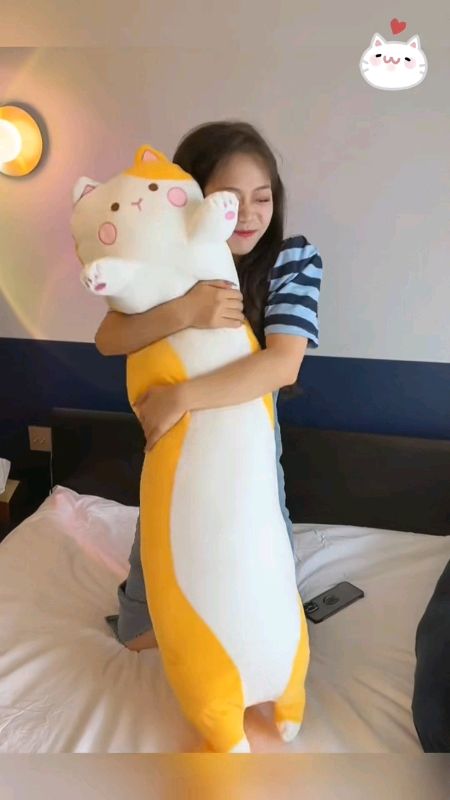Tap the orange bag to order #cutepillow #unan #longpillow #pillow #cute #catstuffedtoy #stuffedtoy #hotdogpillow #longcatpillow #fyp #f #MasMuraSaShop