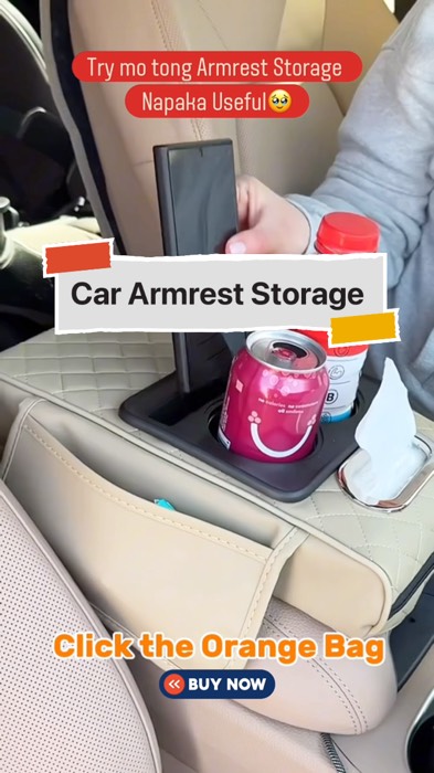 Armrest Cushion PU Leather Car Pad with Cup Holder and Tissue Box #fyp #storagebox #armreststorage #cupholder #caressentials #FreeCoinsInShopeeVideo