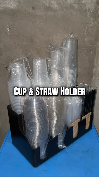 two layer disposable cup & straw holder. coffee bar cup storage rack
