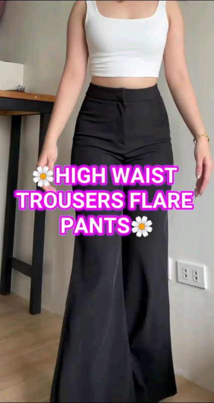 BOSEN/HIGH WAIST TROUSERS FLARE PANTS WOMENSWEAR COMFT BOOTCUT LEG OFFICE WEAR BOTTOM FOR WOMEN. #womenswear #trending #foryou