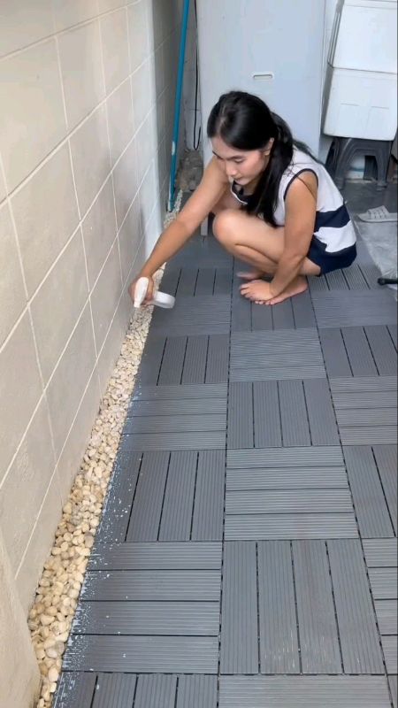 3D Relief PVC Interlocking Plastic Indoor/Outdoor Deck Tiles Anti Corrosion Simple Laying Splicing #plastictiles #decktiles #pvctiles