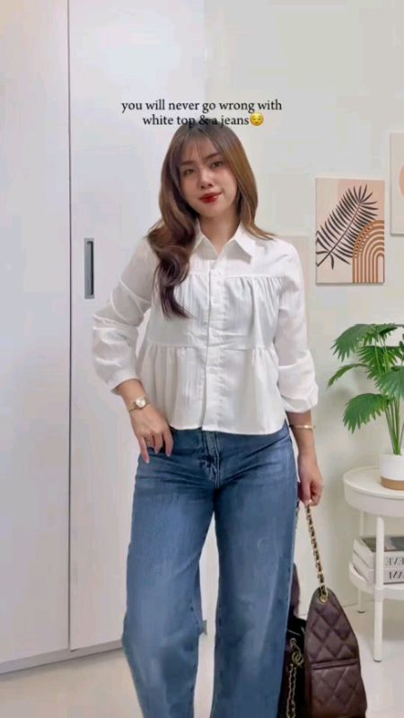 Sea Wave Striped Long Sleeve Blouse for Women Peplum Loose Fitting in Multiple #seawaveblouse #longsleeveblouse #seawavelongsleeve #koreanlongsleeve